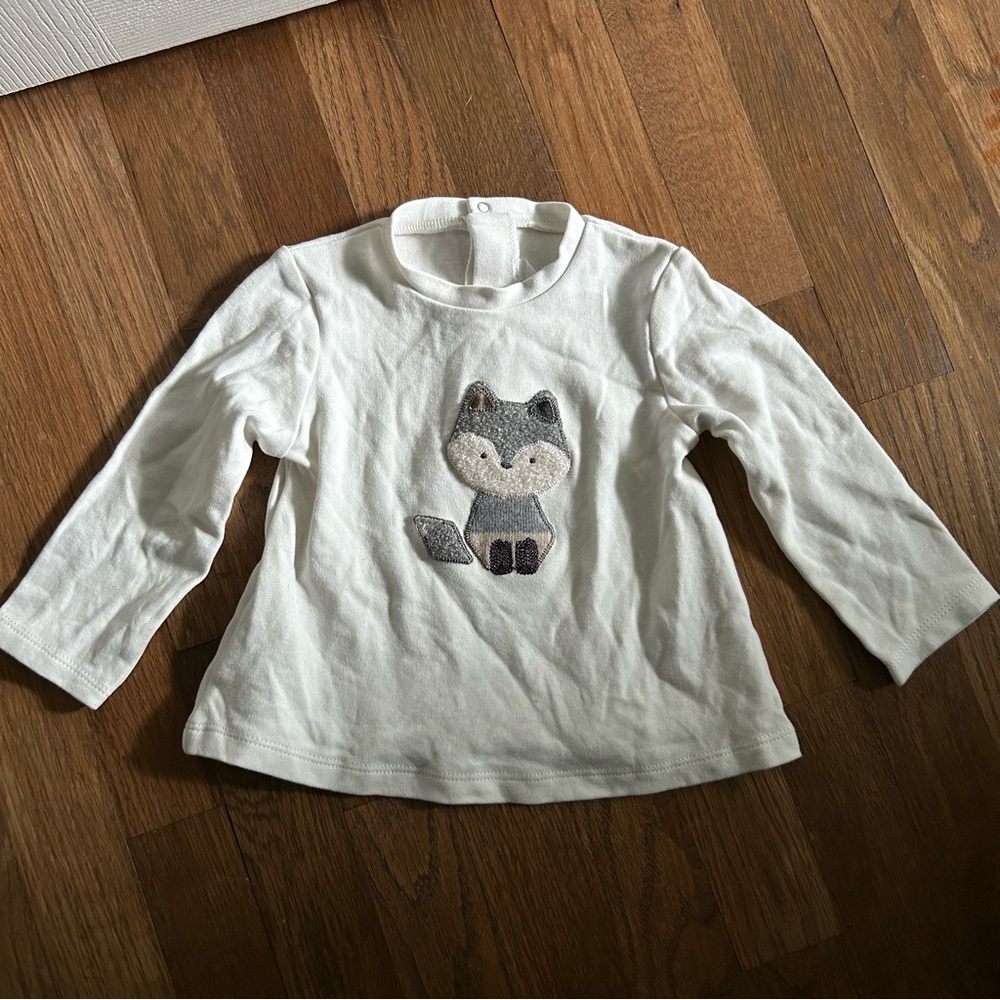 NWOT Mayoral Baby Girl White Cotton Top with Fox